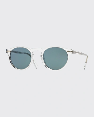 Oliver Peoples Gregory Peck Round Acetate Sunglasses In Crystal