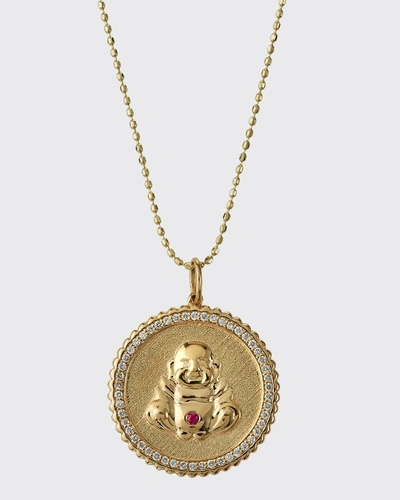 Sydney Evan 14k Buddha Coin Pendant Necklace With Diamonds In Gold