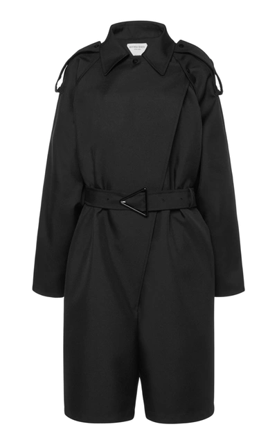 Bottega Veneta Double-breasted Belted Twill Playsuit In Black