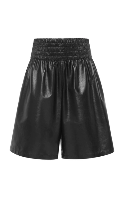 Bottega Veneta Shirred Leather Shorts In Black