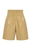 Bottega Veneta Leather Shorts In Yellow