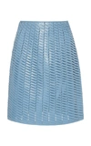 Bottega Veneta Intrecciato Weave A-line Skirt In Blue