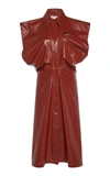 Bottega Veneta Cutout Patent-leather Midi Dress In Brown
