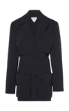 Bottega Veneta Light Technical Gabardine Silk-blend Jacket In Black