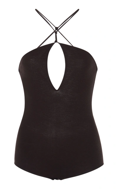 Bottega Veneta Twist-neck Cashmere-blend Bodysuit In Black