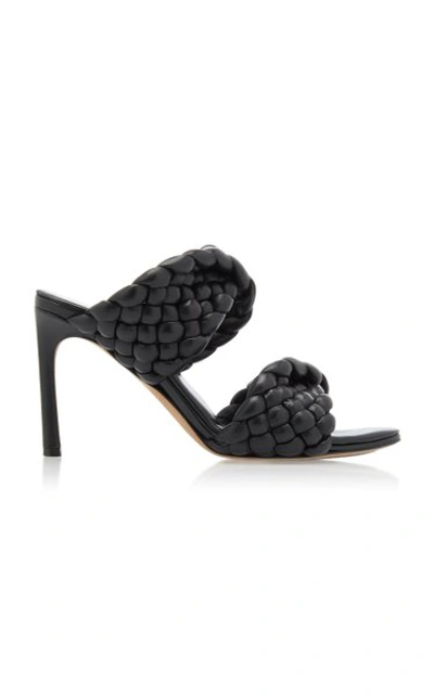 Bottega Veneta The Curve 95 Lambskin Mules With Twisted Intrecciato Straps In Black