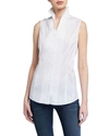 Misook Plus Size Sleeveless Stretch-cotton Shirt In White