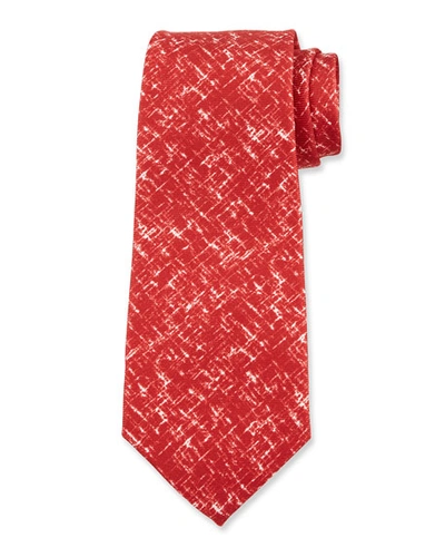 Kiton Men's Scratch-print Silk Tie, Red