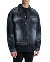 BALENCIAGA MEN'S LOGO EMBROIDERY DENIM JACKET,PROD230020188