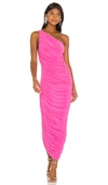 Norma Kamali Diana Ruched One-shoulder Gown In Orchid Pink