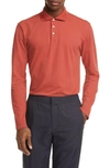 Z ZEGNA EXTRA SLIM FIT LONG SLEEVE STRETCH COTTON POLO SHIRT,120VU360-ZZ619-D06