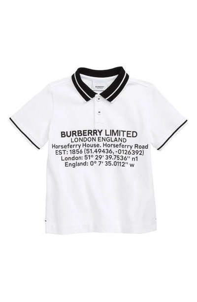 Burberry White Polo Shirt For Boy With Logo