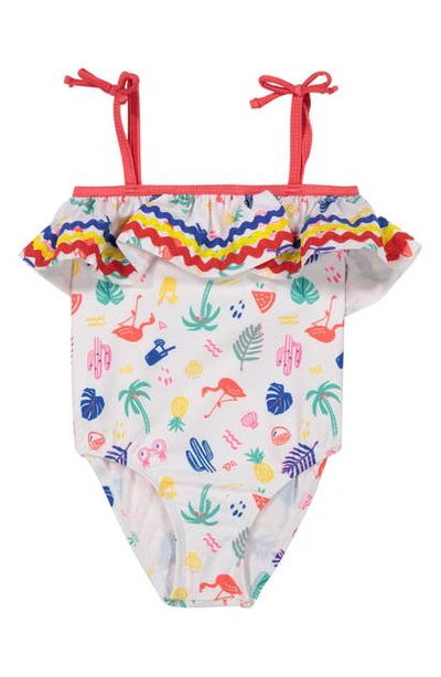 Andy & Evan Kids' One-piece Swimsuit In White/ Multi