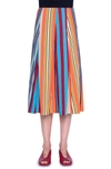 AKRIS PUNTO PARASOL STRIPE PLEATED MIDI SKIRT,731400070445