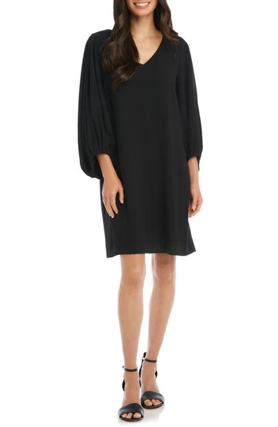 Karen Kane Bishop Sleeve Crepe Shift Dress In Black