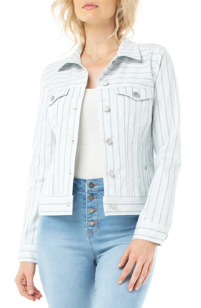 Liverpool Los Angeles Classic Jean Jacket In Dawn Blue Dotted Stripe In Dwn Blue Dot Stripe