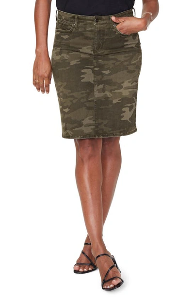 Nydj Camouflage Five-pocket Denim Skirt In Green