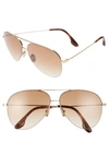 Victoria Beckham 62mm Gradient Aviator Sunglasses In Gold/ Brown