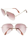 Victoria Beckham 62mm Gradient Aviator Sunglasses In Gold/ Burgundy