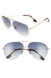 Victoria Beckham 62mm Gradient Aviator Sunglasses In Gold/ Blue