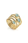 Monica Vinader Siren Cluster 18ct Gold-plated Vermeil And Amazonite Cocktail Ring In Yellow Gold/ Aquamarine