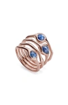 Monica Vinader Siren 18ct Rose Gold-plated Vermeil Silver And Kyanite Cluster Cocktail Ring In Rose Gold/ Kyanite