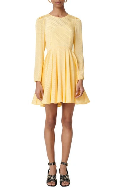 Maje Roseau Long Sleeve Fit & Flare Dress In Yellow