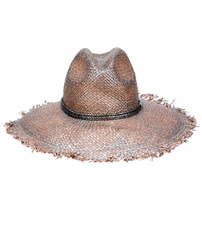 Brunello Cucinelli Metallic Raw-edge Straw Hat In Brown