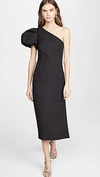 Rebecca Vallance Natalia One-shoulder Cloqué Midi Dress In Black