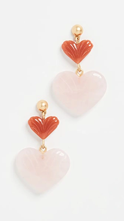 Madewell Double Drop Moulded Heart Earrings In Etruscan Clay Multi