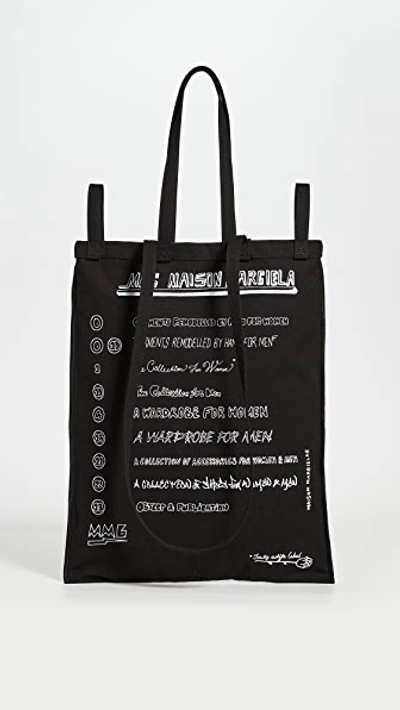 Mm6 Maison Margiela Printed Cotton Canvas Tote Bag In Black