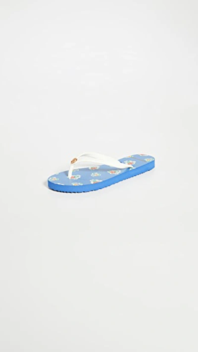 Tory Burch Thin Flip Flops In New Ivory/palais Ditsy