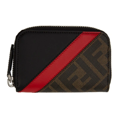 Fendi Brown 'forever ' Mini Zip Wallet In F19p9 Blkrd