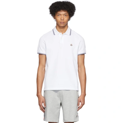 Moncler 白色徽标贴饰 Polo 衫 In White