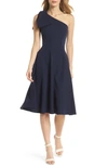 Gal Meets Glam Collection Yvonne Dream Crepe One-shoulder Dress In Navy