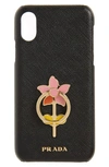 PRADA FLOWER RING SAFFIANO LEATHER IPHONE 11 PRO MAX CASE,1ZH058 2D59 01