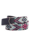 ISABEL MARANT NYESS GEO EMBROIDERED WOVEN BELT,CE0240-20E007A