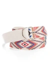 Isabel Marant Nyess Geo Embroidered Woven Belt In Ecru