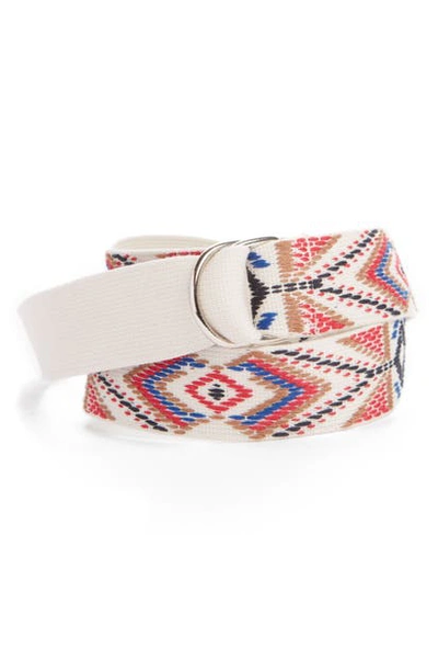 Isabel Marant Nyess Geo Embroidered Woven Belt In Ecru