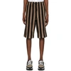 FENDI FENDI BLACK AND BROWN TERRY BERMUDA SHORTS