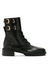 Sarah Chofakian Sarah Leather Combat Boots In Black