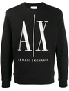 Armani Exchange Icon Ax Large Logo Crew Neck Sweat In Black