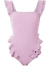 Clube Bossa Lavender Ruffle Trim Swimsuit In Purple