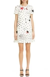 VALENTINO EMBELLISHED STAR PRINT WOOL & SILK SHIFT MINIDRESS,TB3VAQ0855K