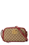 Gucci Gg Marmont 2.0 Small Matelasse Original Gg Camera Crossbody Bag In Beige Ebony/ New Cherry Red