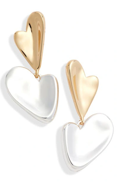 Jenny Bird Layla Heart Drop Earrings In High Polish Gold/silver