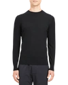 Theory Mens Maden Textured Relaxed-fit Wool Jumper Charcoal Melange In Black