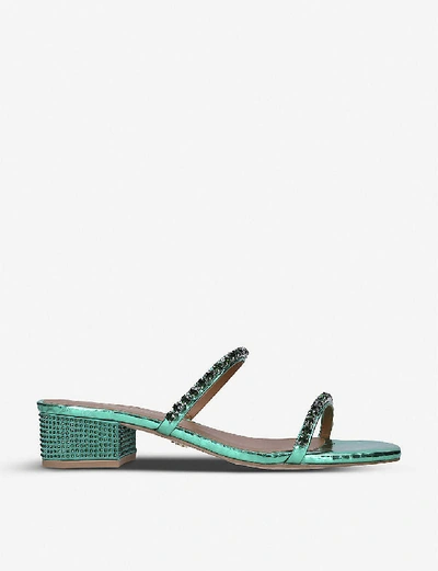 Kurt Geiger Priya Jewel-embellished Leather Sandals In Green