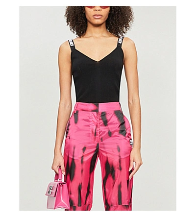Off-white Industrial Tape-strap Stretch-knit Top In Black