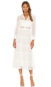 Alice And Olivia Anaya Collared Tiered Dress In Off White